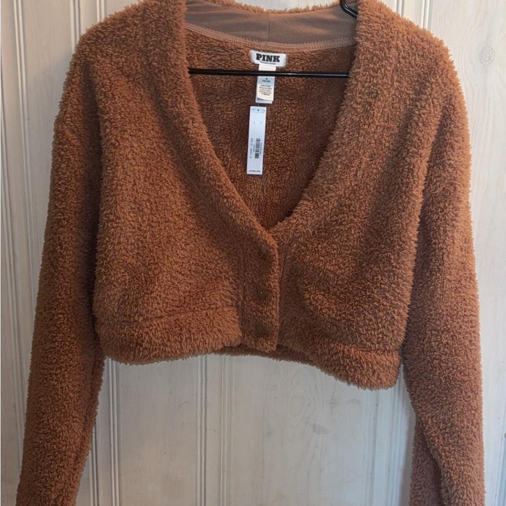 PINK Victoria's Secret Women's Brown Teddy Jacket NWT